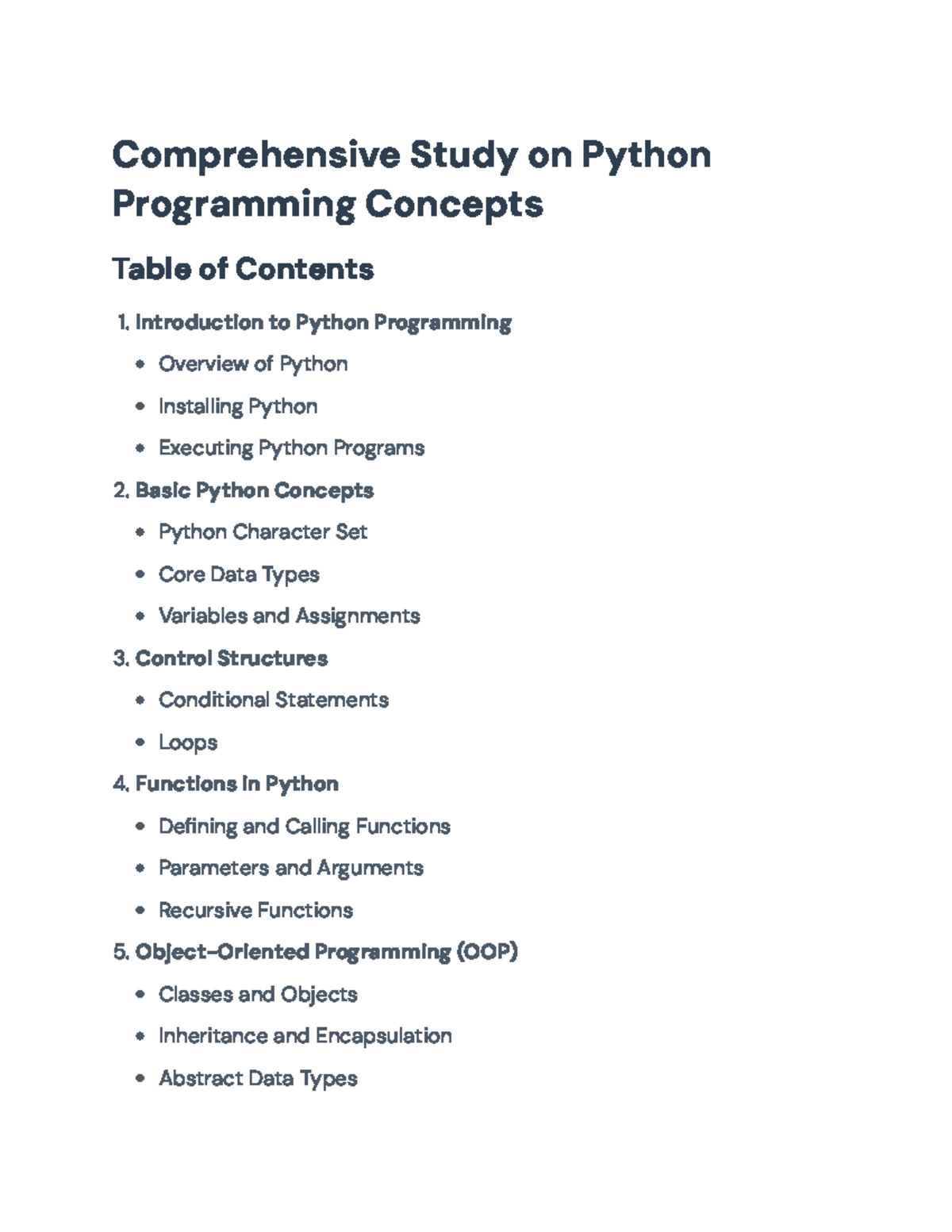 Python Programming: Comprehensive Study Guide and Key Concepts ...