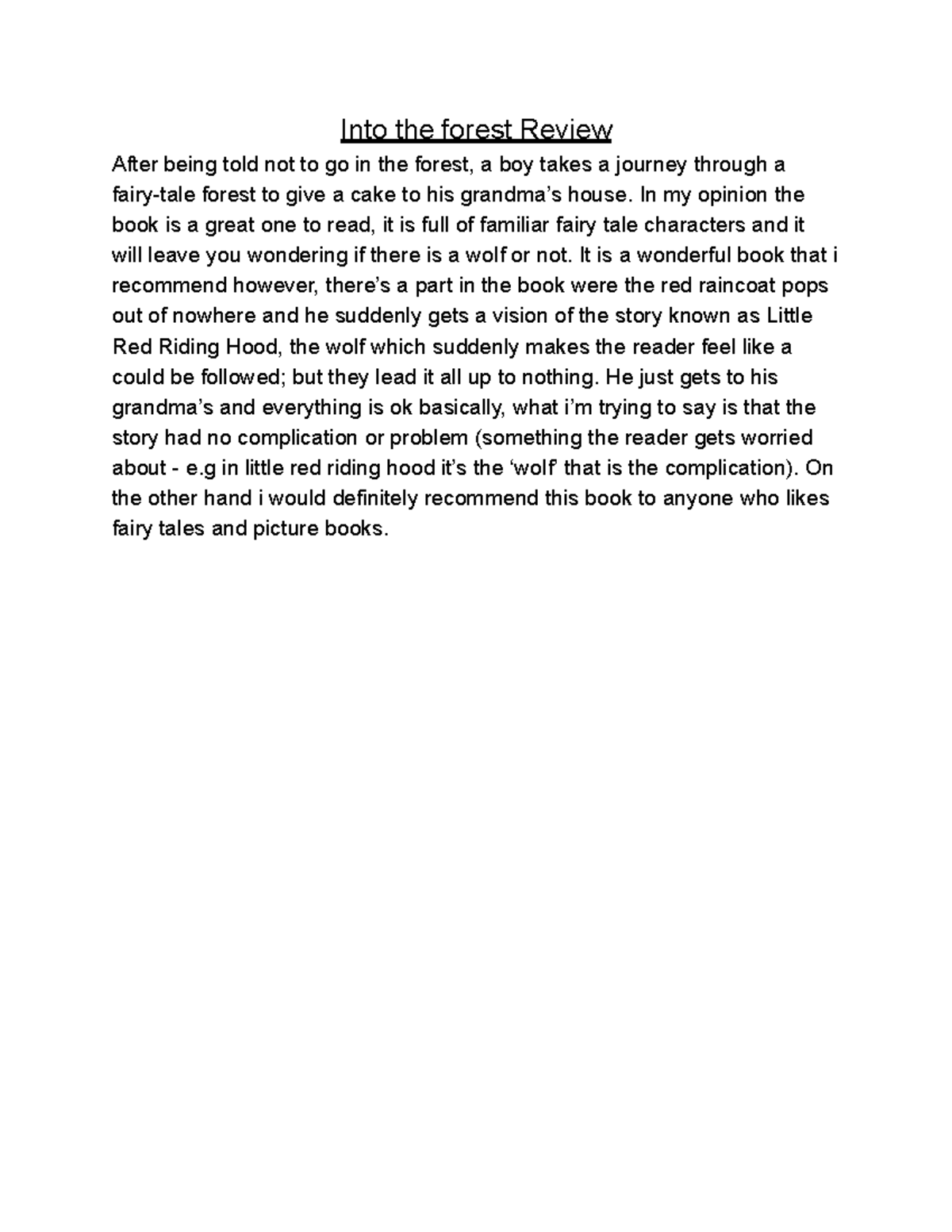 ENG 101: Into the Forest Book Review and Analysis - Studocu