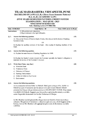 Banking Law (BL101): Comprehensive Short Notes on Key Concepts - Studocu