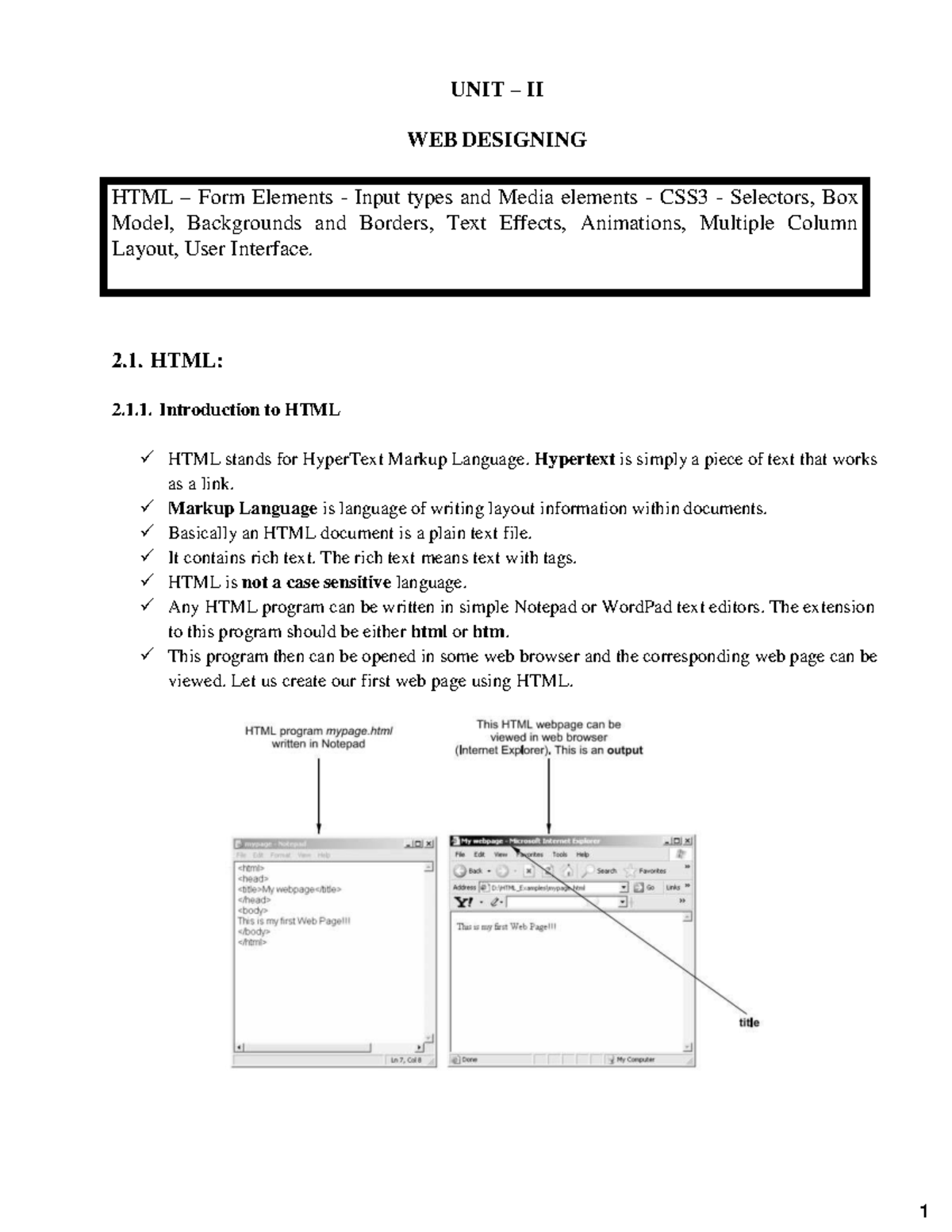 Web Essentials (Unit II): HTML Forms, CSS3, and Design Elements - Studocu