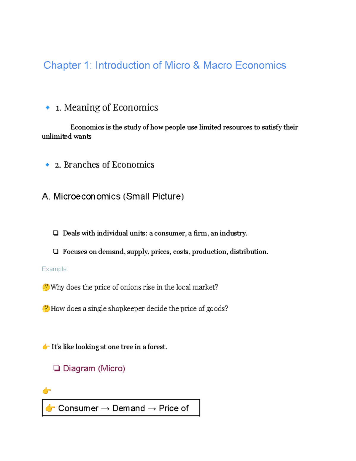 Chapter 1: Intro to Micro & Macro Economics (ECO101) - Studocu