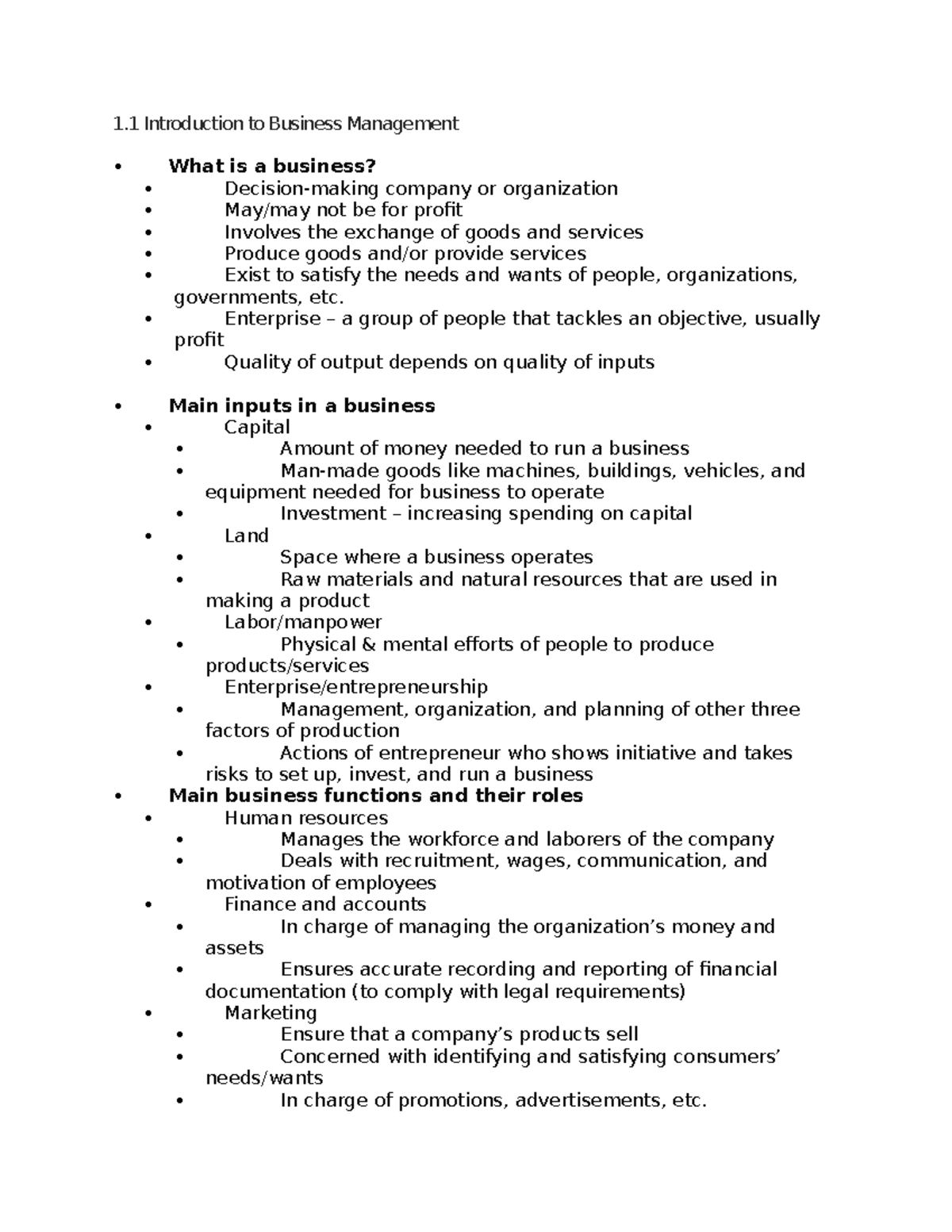 1.1 Introduction to Business Management - 1 Introduction to Business ...