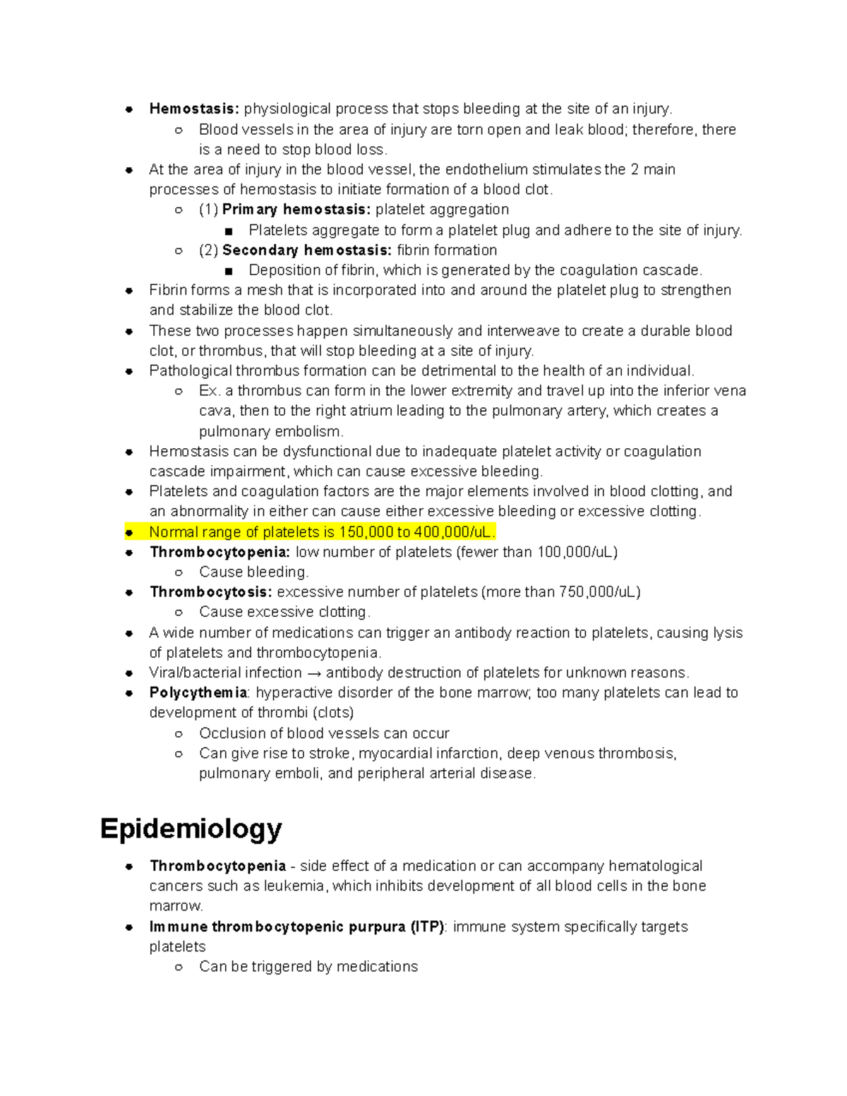 Clinical Concepts of Hemostasis and Coagulation Disorders (MED 101 ...