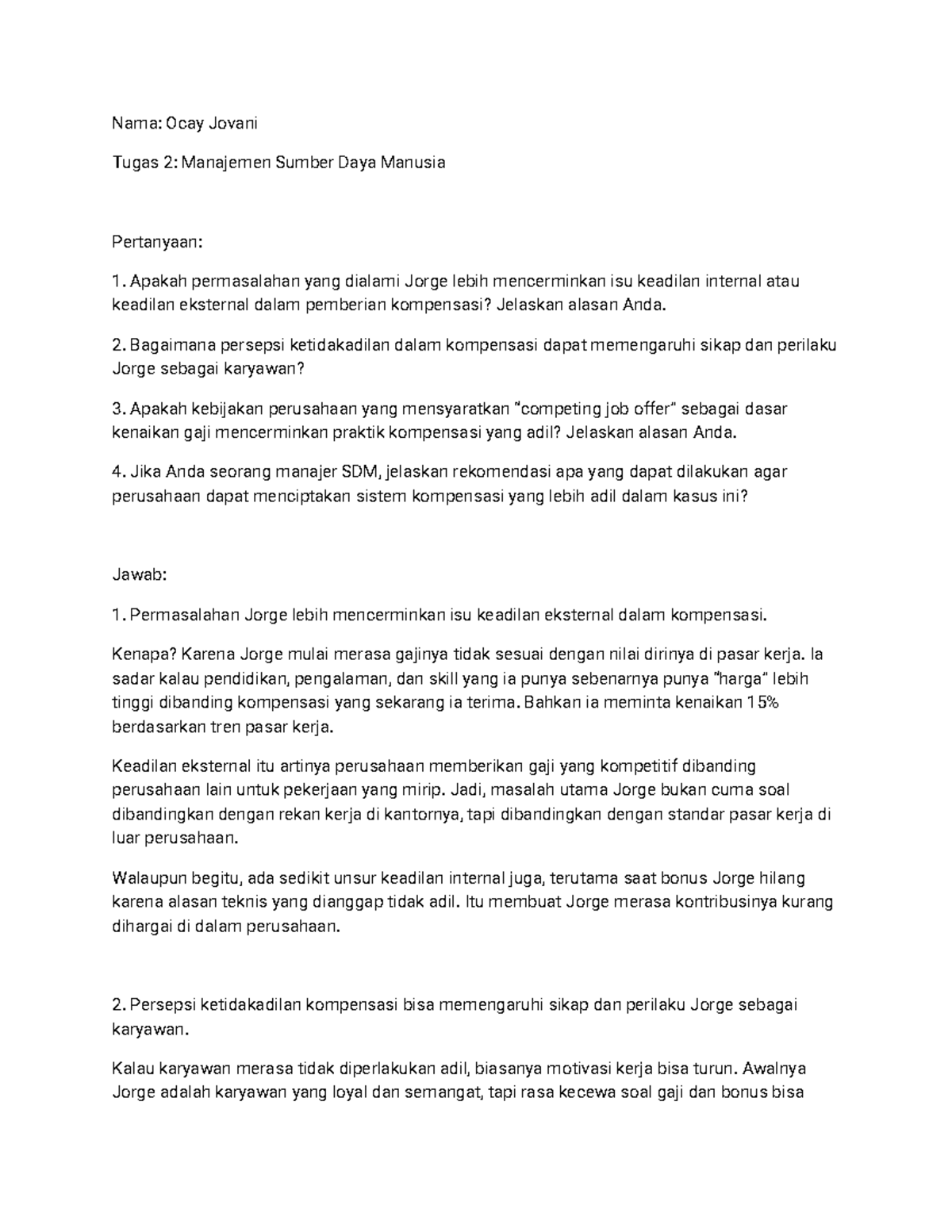 Tugas 2: Keadilan dalam Kompensasi - Manajemen Sumber Daya Manusia ...