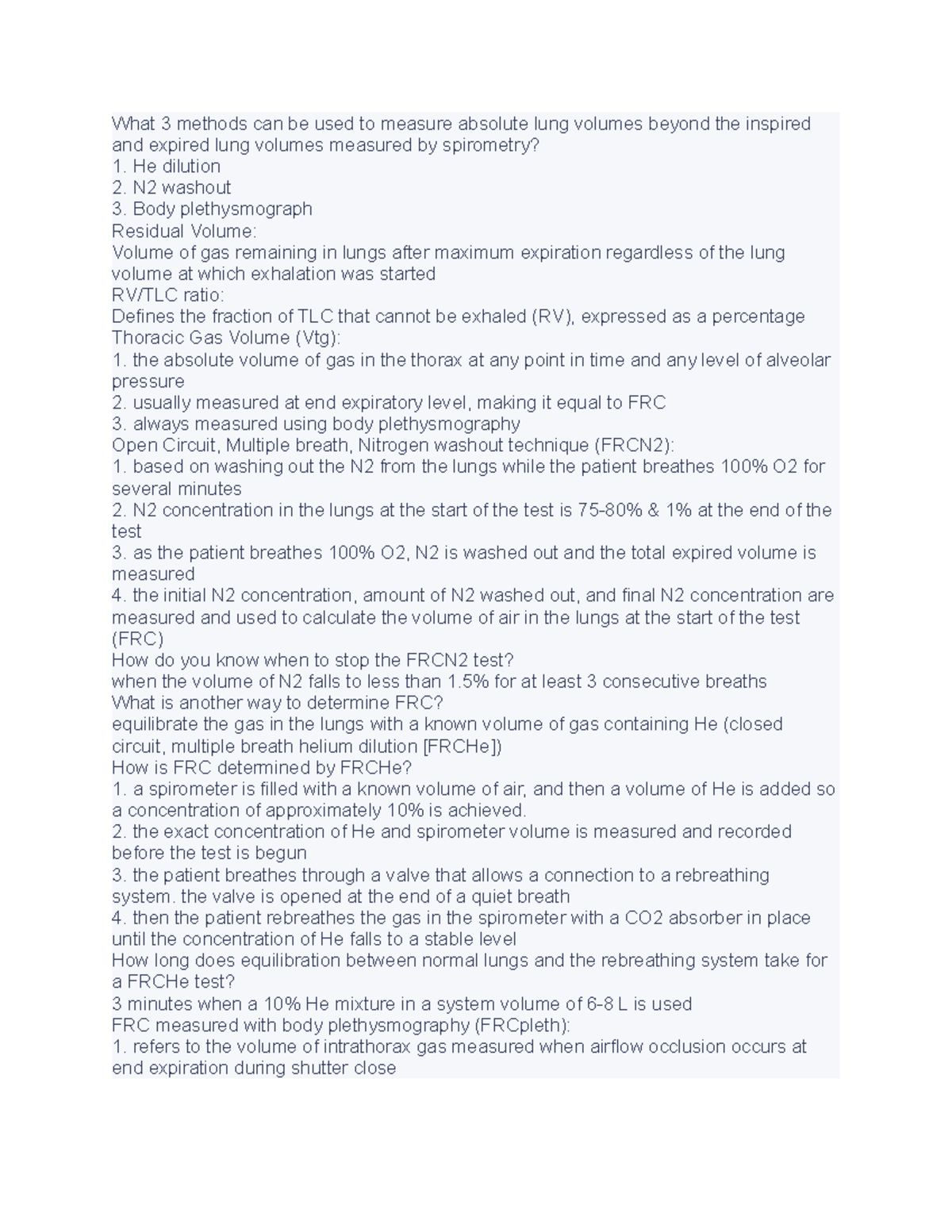 PFT 202 - Lecture Notes on Pulmonary Function Testing Methods - Studocu