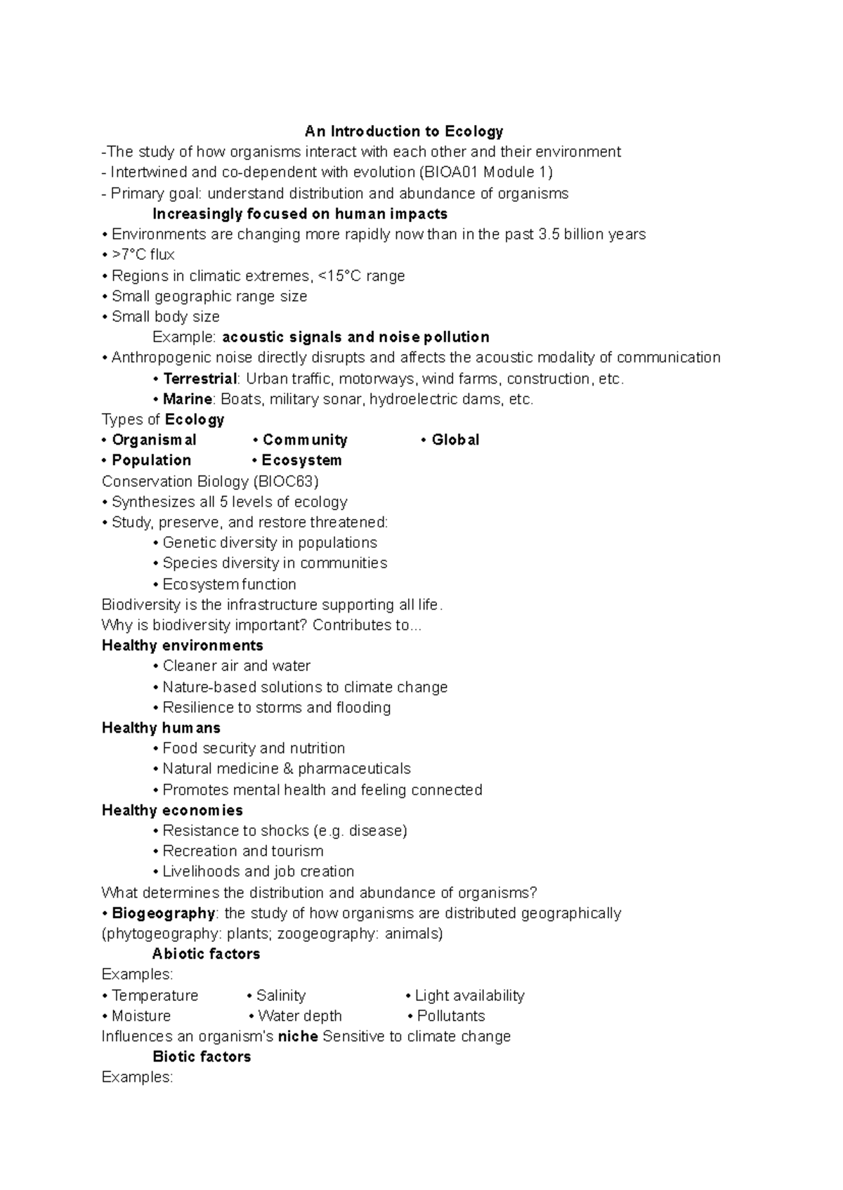 BIOA02 Module 3 - Introduction to Ecology and Conservation Biology ...