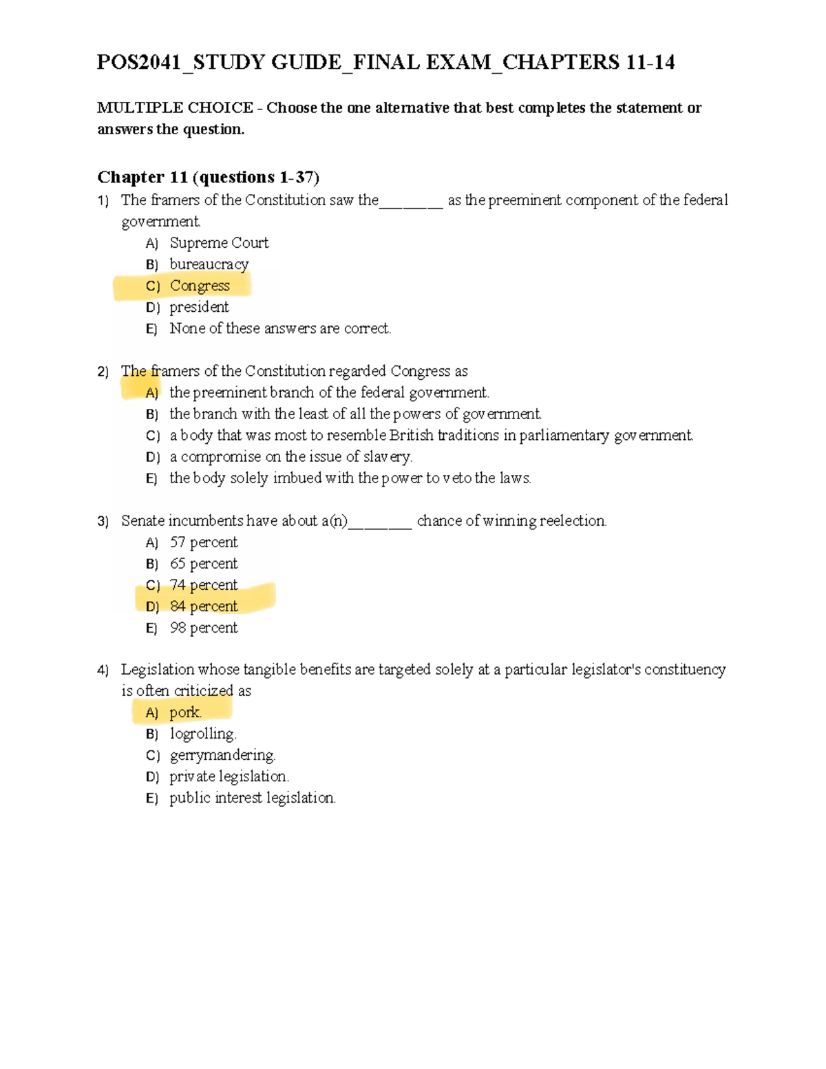 POS2041 Study Guide Final Exam Chapters 11-14 - Studocu