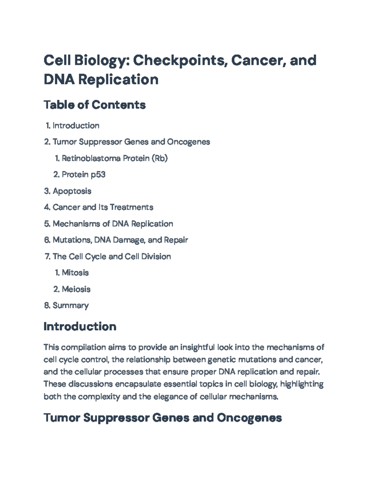 Cell Biology 101: Checkpoints, Cancer, & DNA Replication Overview - Studocu