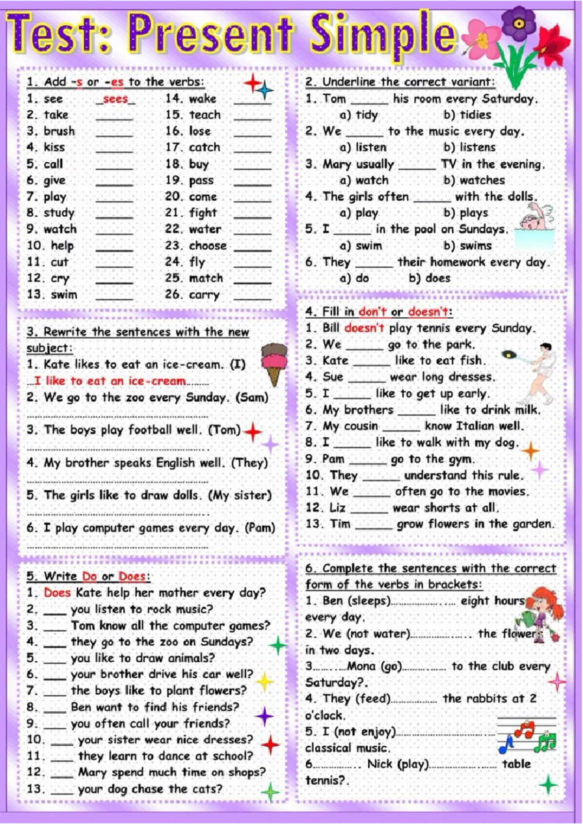 Present Simple Online Exercise for 2 ESO: Test and Practice - Studocu