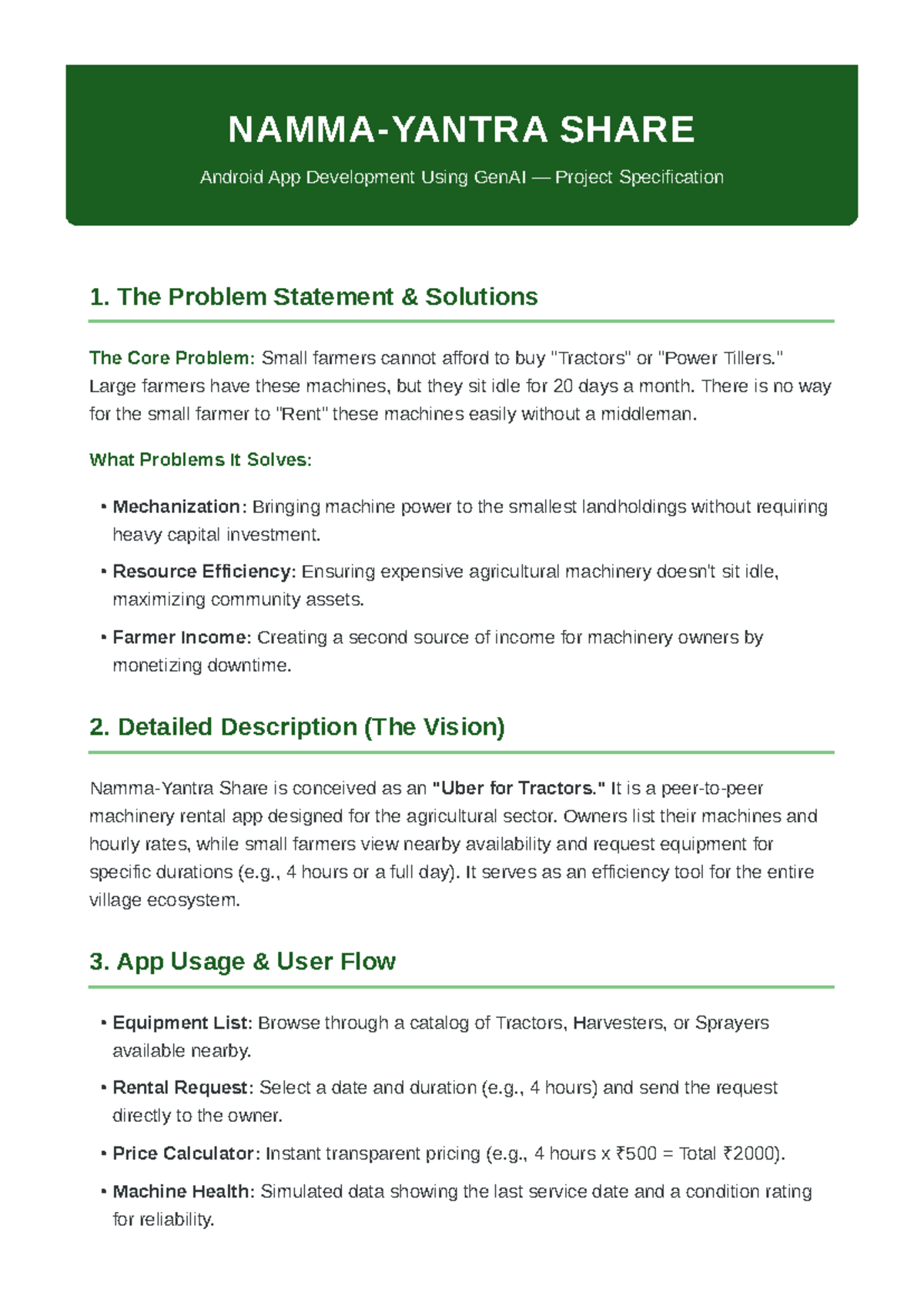 SHARE Android App Development: Namma Yantra Project Spec 1 - Studocu