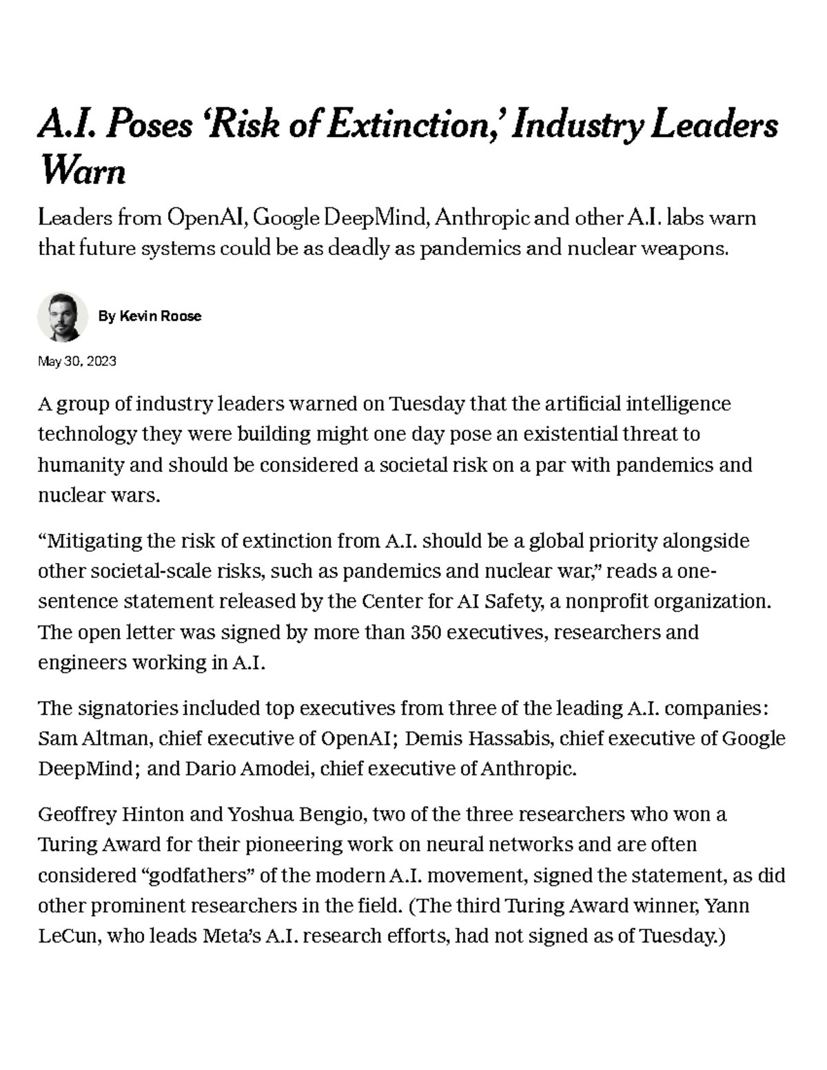 AI Risk of Extinction: Insights from Industry Leaders on Safeguards ...