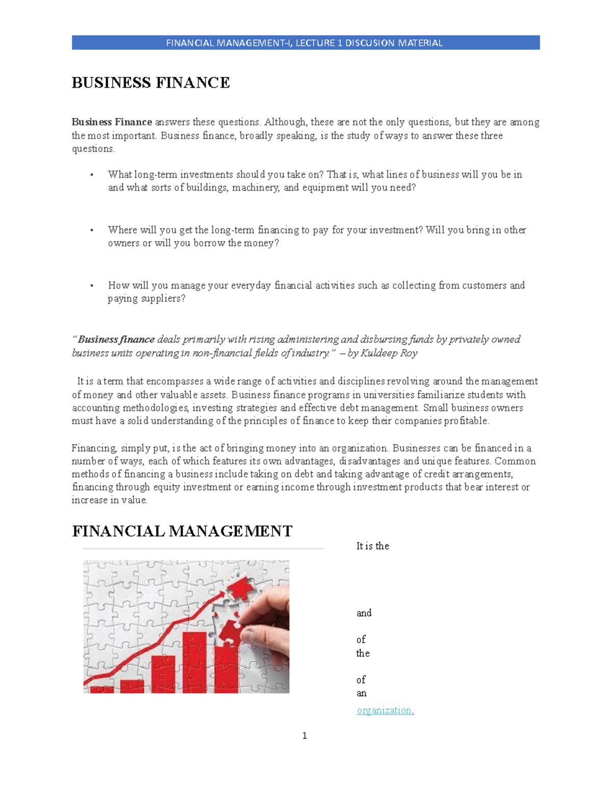 Business Finance Overview: Key Concepts and Decisions (71 6434) - Studocu