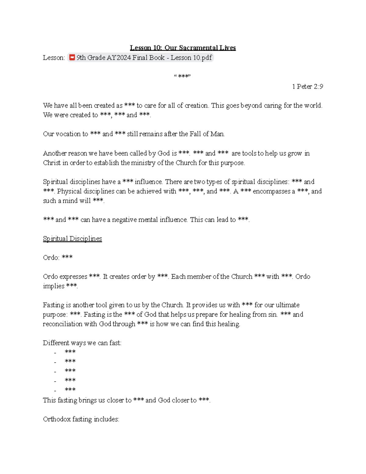 9th Grade AY2024 Final Book Lessons 10-12 Overview - Studocu