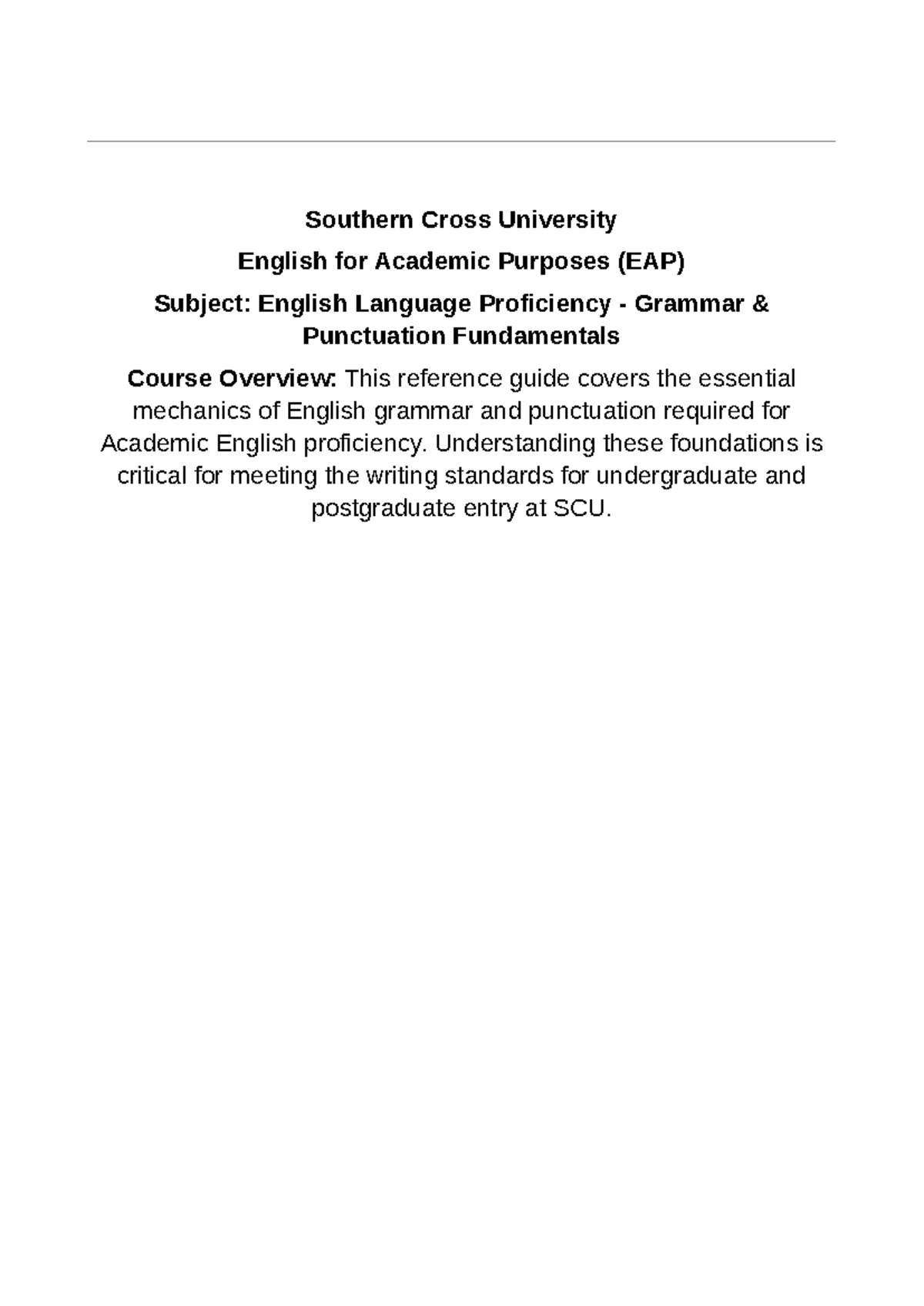 SCU EAP English Grammar & Punctuation Fundamentals Guide - Studocu