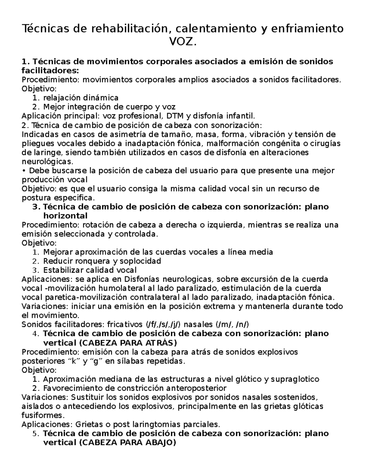 Técnicas de Rehabilitación Vocal y Calentamiento - VOZ 2 - Studocu