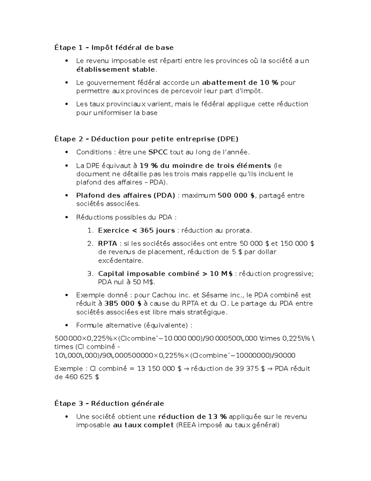 Cours 5-6 Impôts 2 : Notes sur le Revenu Imposable et DPE - Studocu
