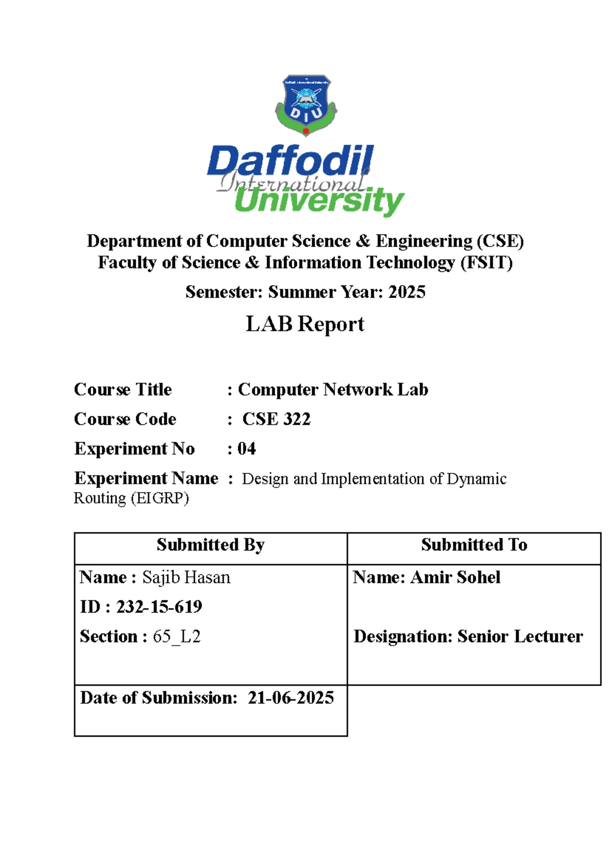 Lab Report 7: Design & Implementation of VLANs (CSE 322) - Studocu
