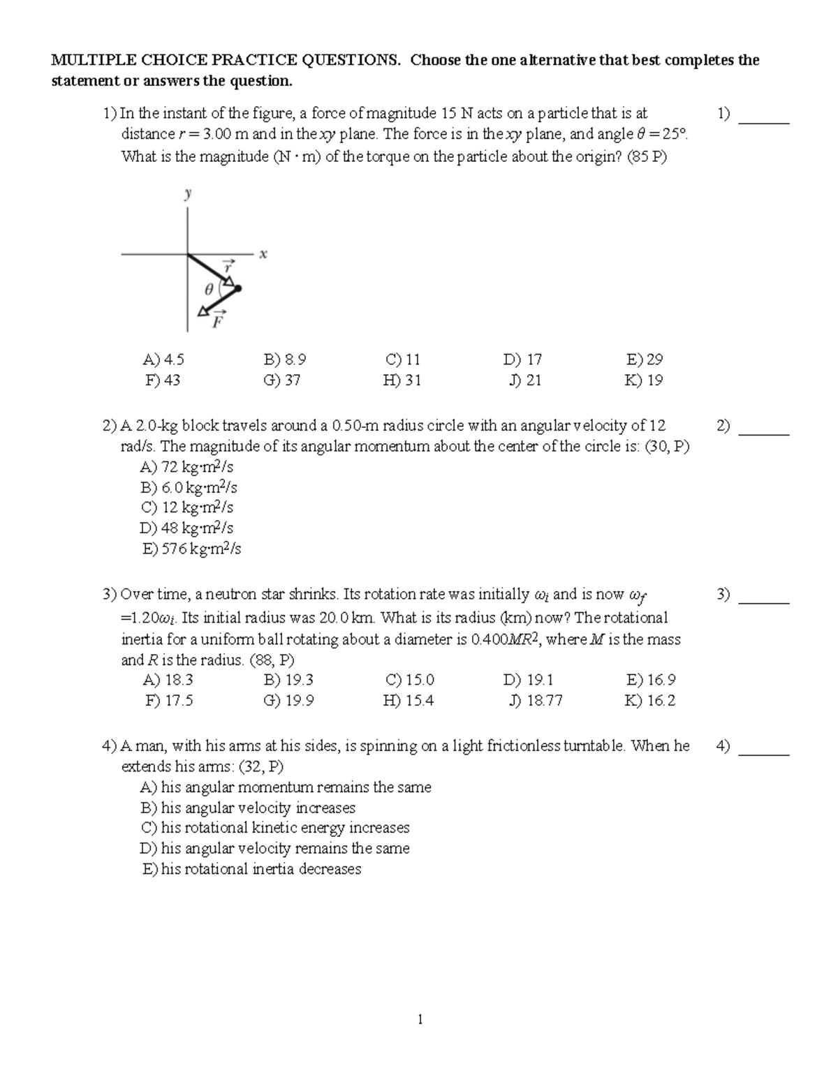PHYA11 Final Exam Multiple Choice Practice Questions - Studocu