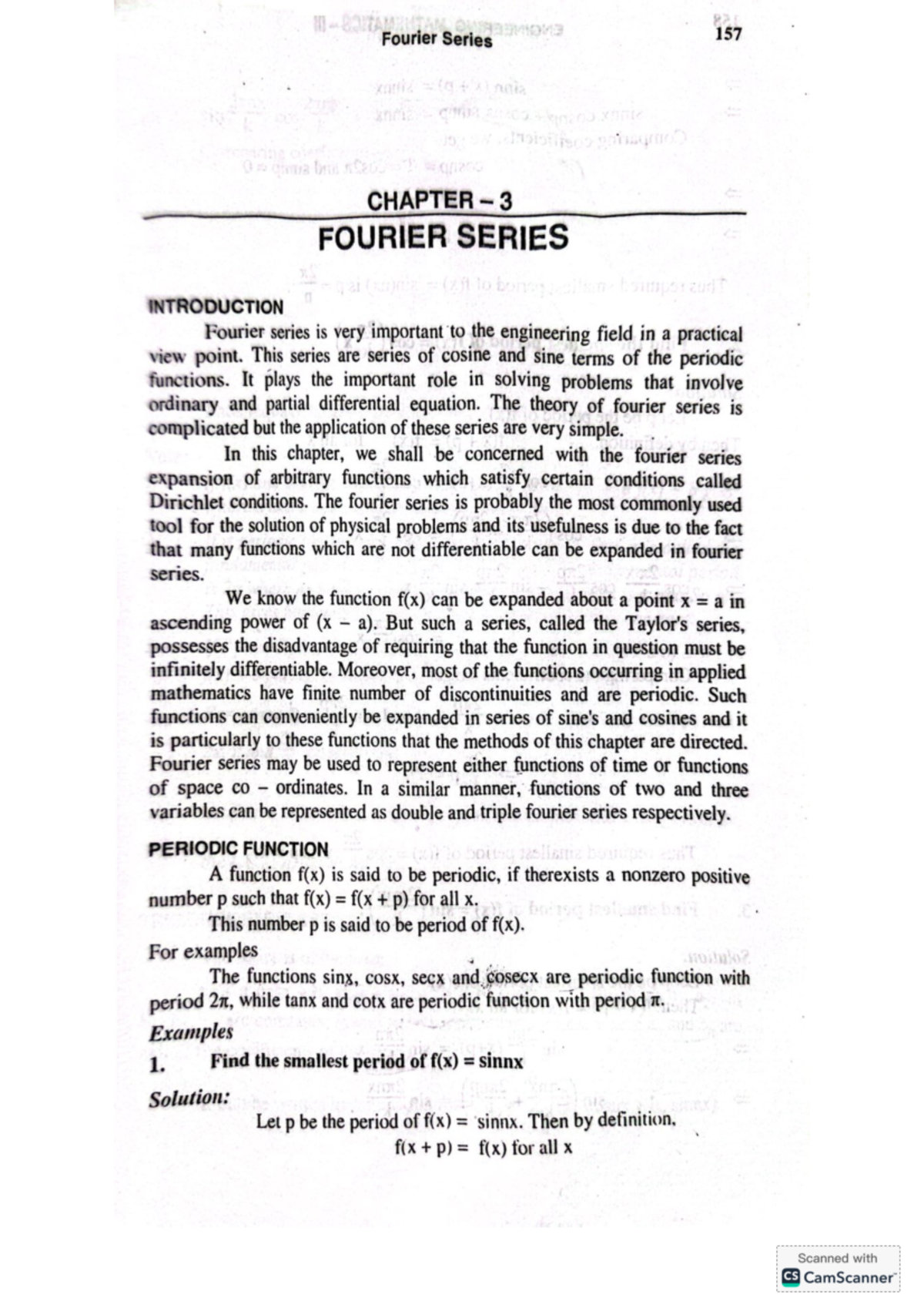 Calculus 2 Fourier Series Fourier Series 157 Chapter 3 Fourier Series