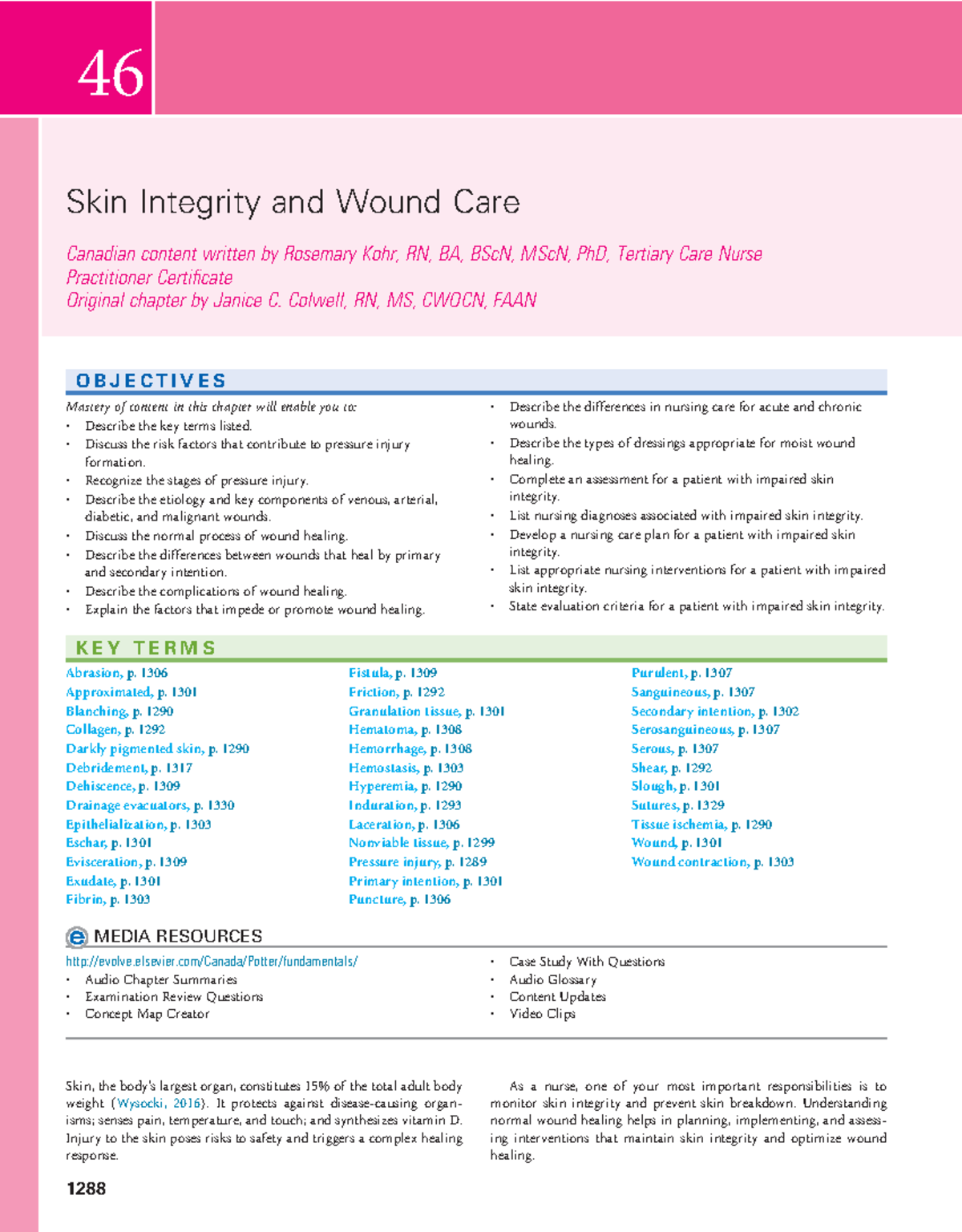 Wound Care & Skin Integrity: Chapter 46 Overview and Key Concepts - Studocu
