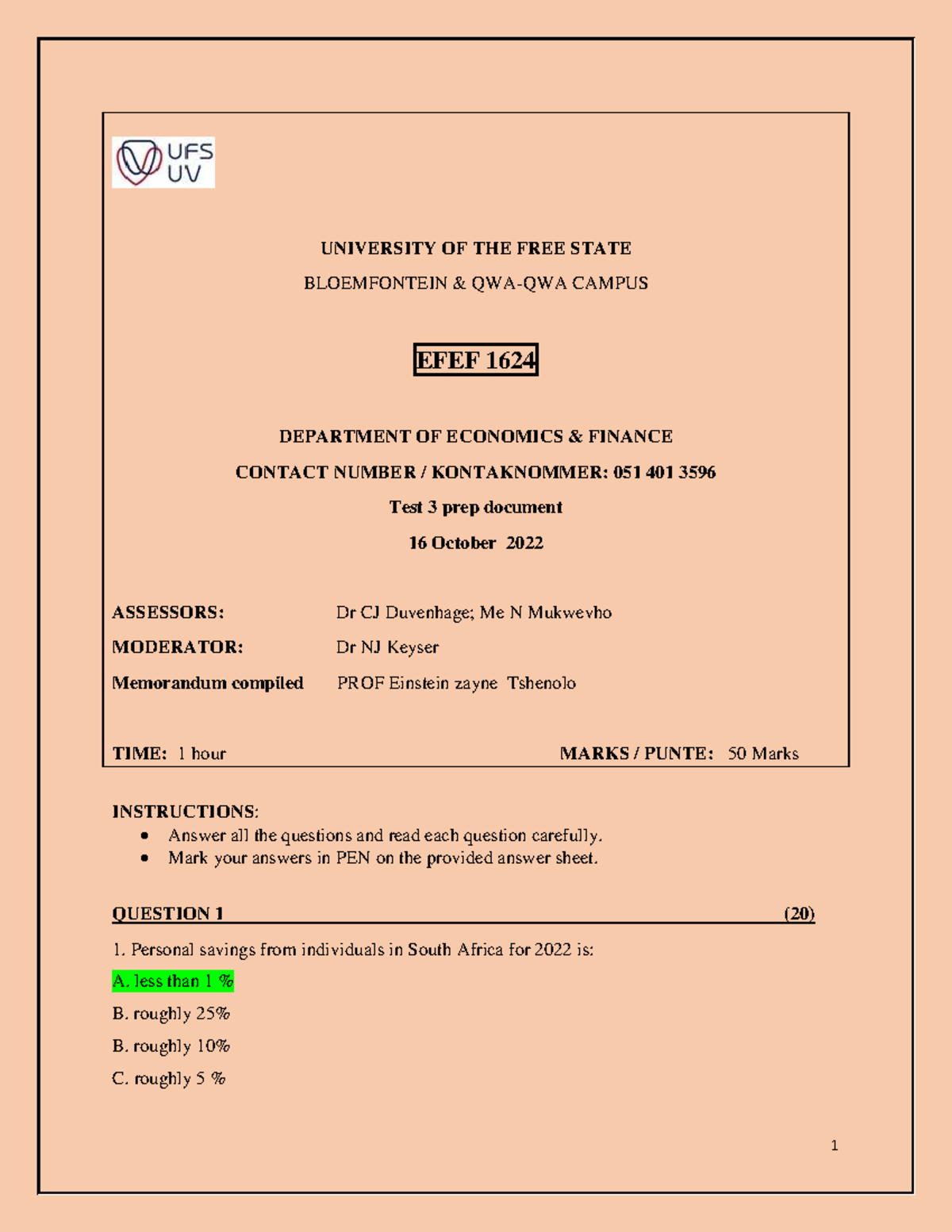 TEST II PREP - EFEF 1624 Economics Study Guide - Studocu