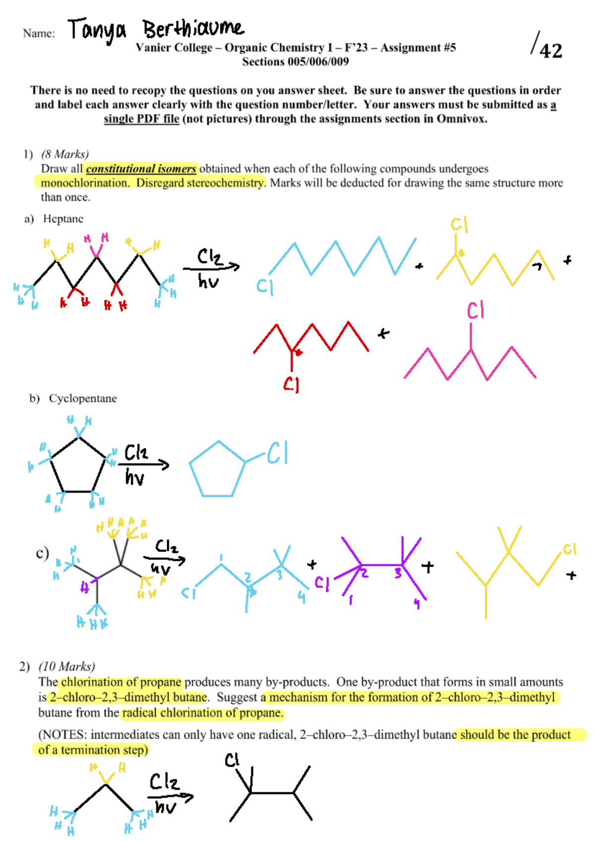 Assignment 5: Chiral Centers and Molecular Structures Analysis - Studocu