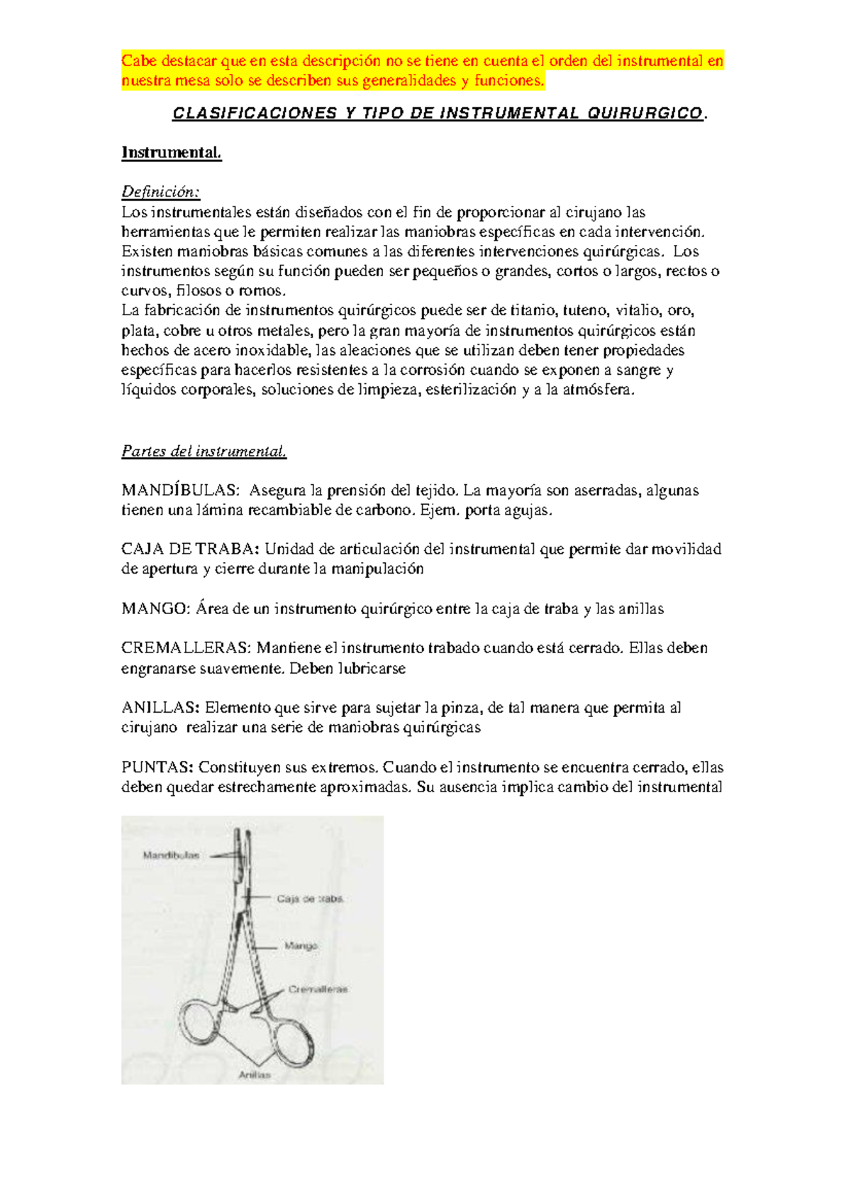 Clasificaciones y Tipos de Instrumental Quirúrgico - Generalidades y ...