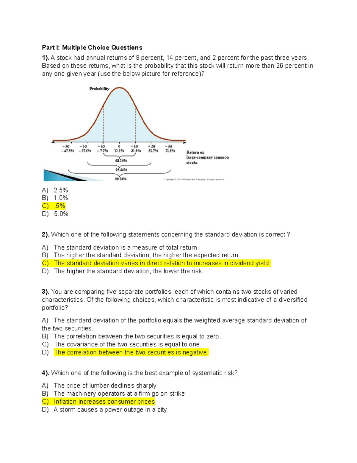MCQ Sample Questions for Finance Course (FIN 101) - Studocu