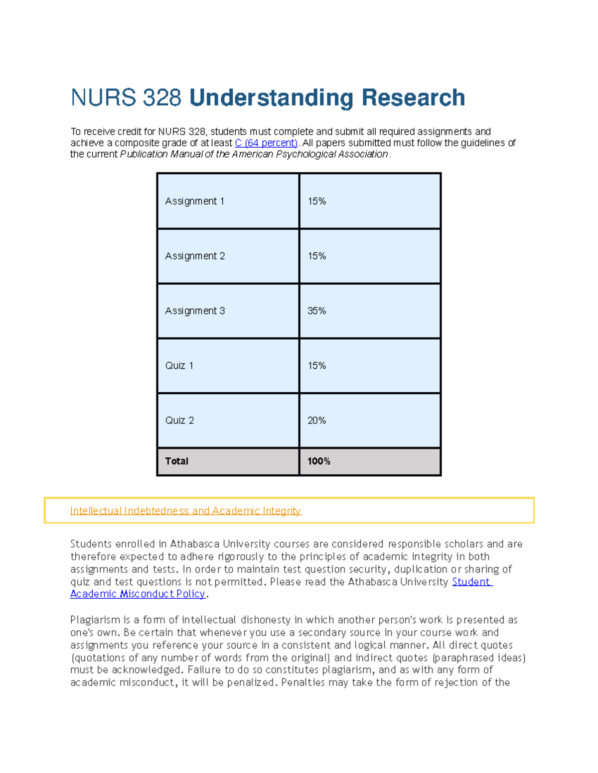 NURS 328 Assessment Overview Jan 2021 - NURS 328 Understanding Research ...