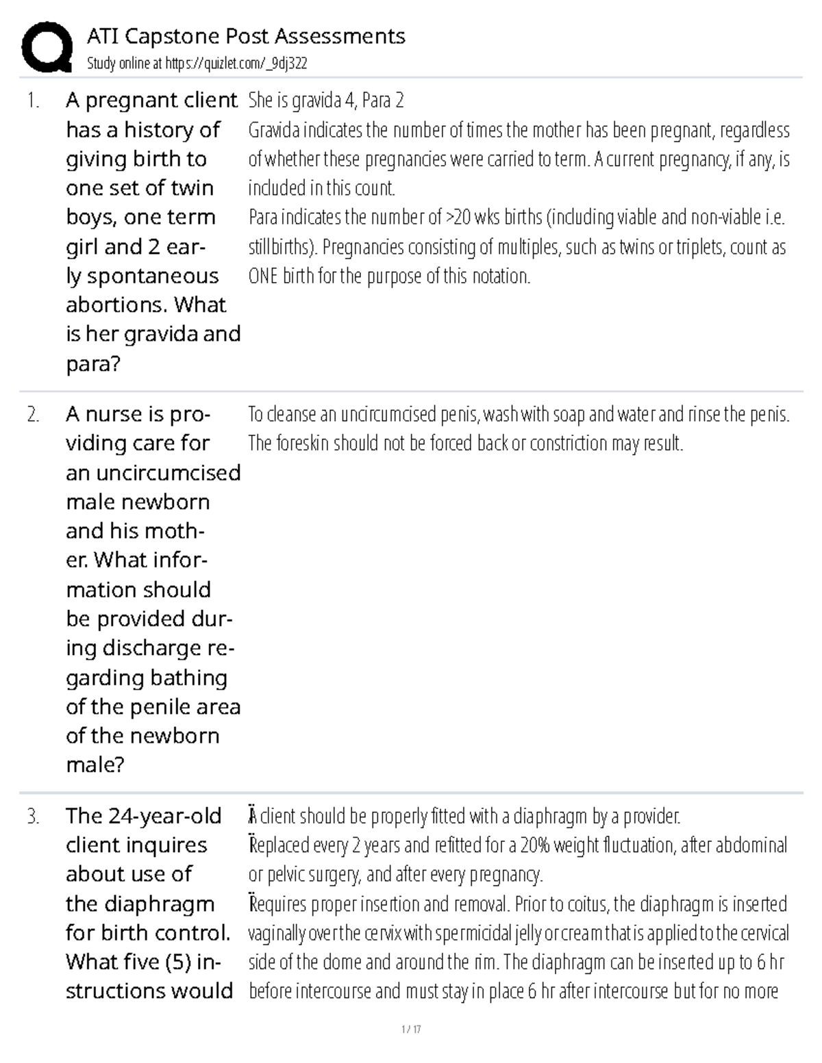 ATI 17 Capstone Post Assessment Study Guide for Nursing Students - Studocu