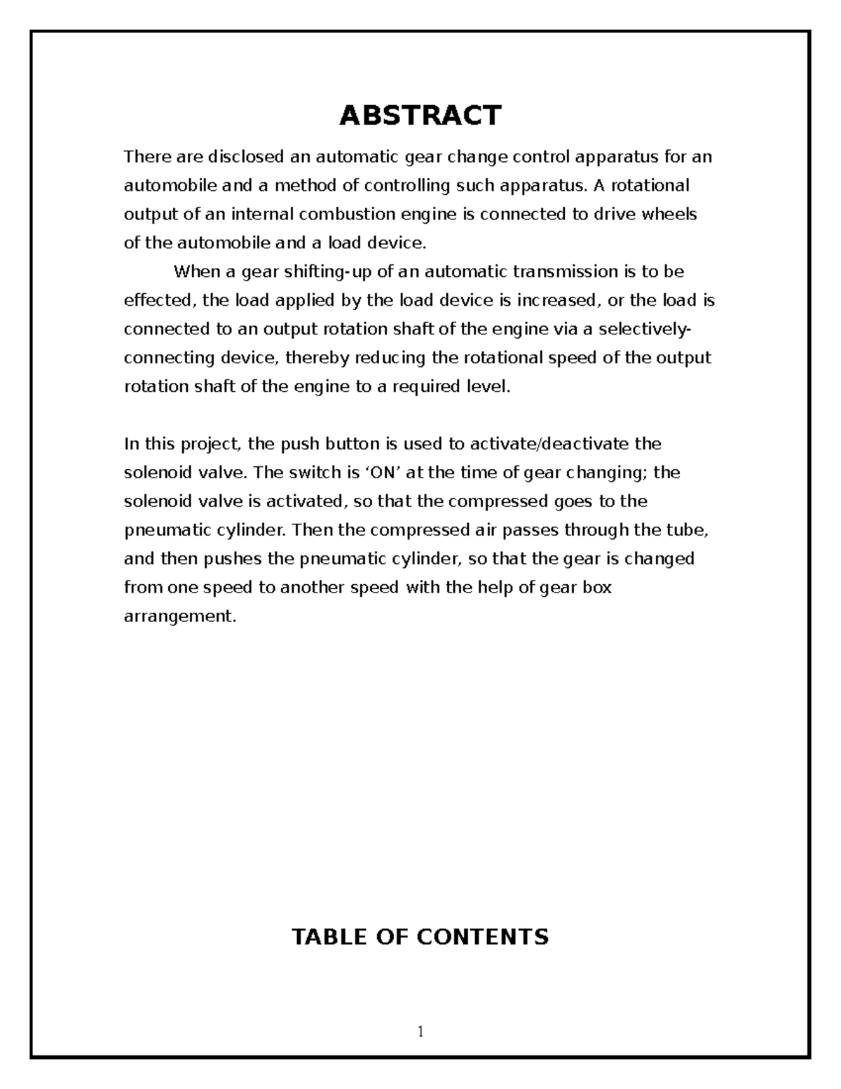 Automatic Gear Control Project Report: A Study on Pneumatic Systems ...