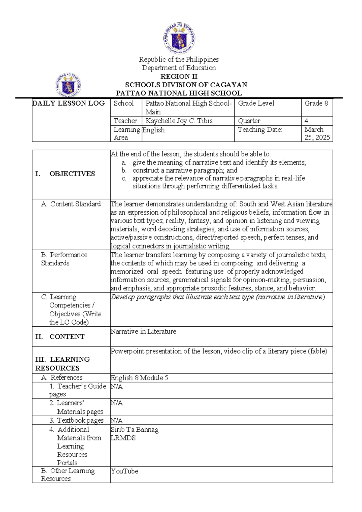 grade-8-english-lesson-plan-understanding-narrative-texts-studocu