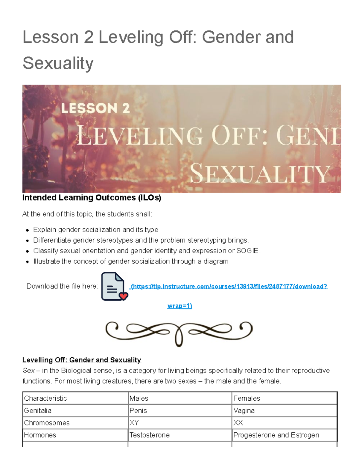 Lesson 2: Understanding Gender Socialization and SOGIE - GEE 001B - Studocu