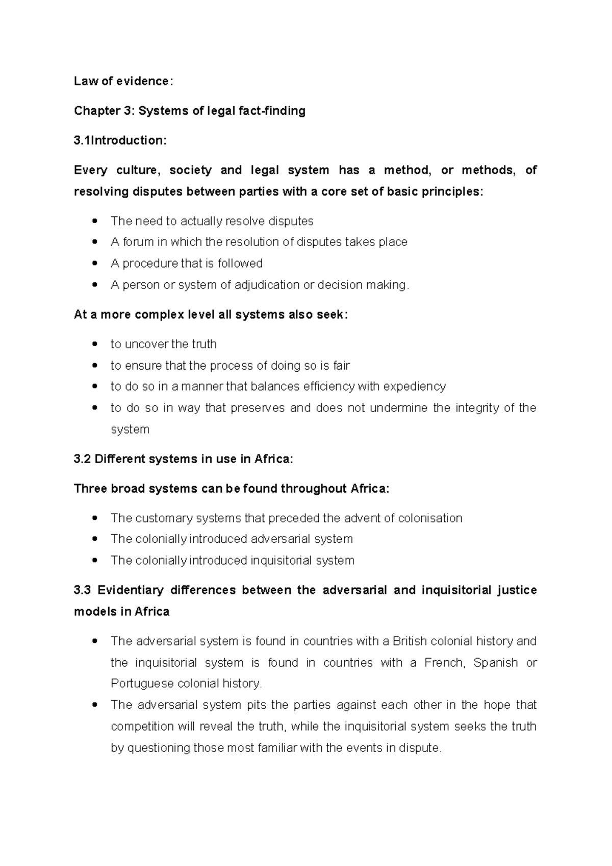 Summary of Chapter 3: Legal Fact-Finding Systems in Evidence Law - Studocu