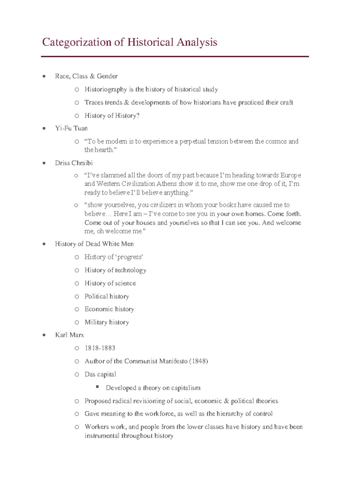 Categorization of Historical Analysis - Warning: TT: undefined function: 32 Categorization of ...