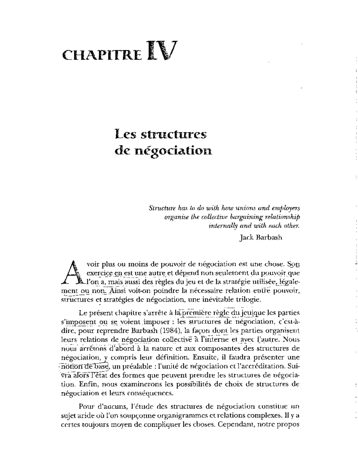 Les structures de négociation - Jack Barbash A voir plus ou moins de ...