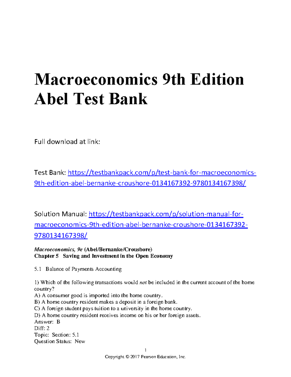 664743744 Macroeconomics 9th Ed. Abel Test Bank Overview & Questions ...