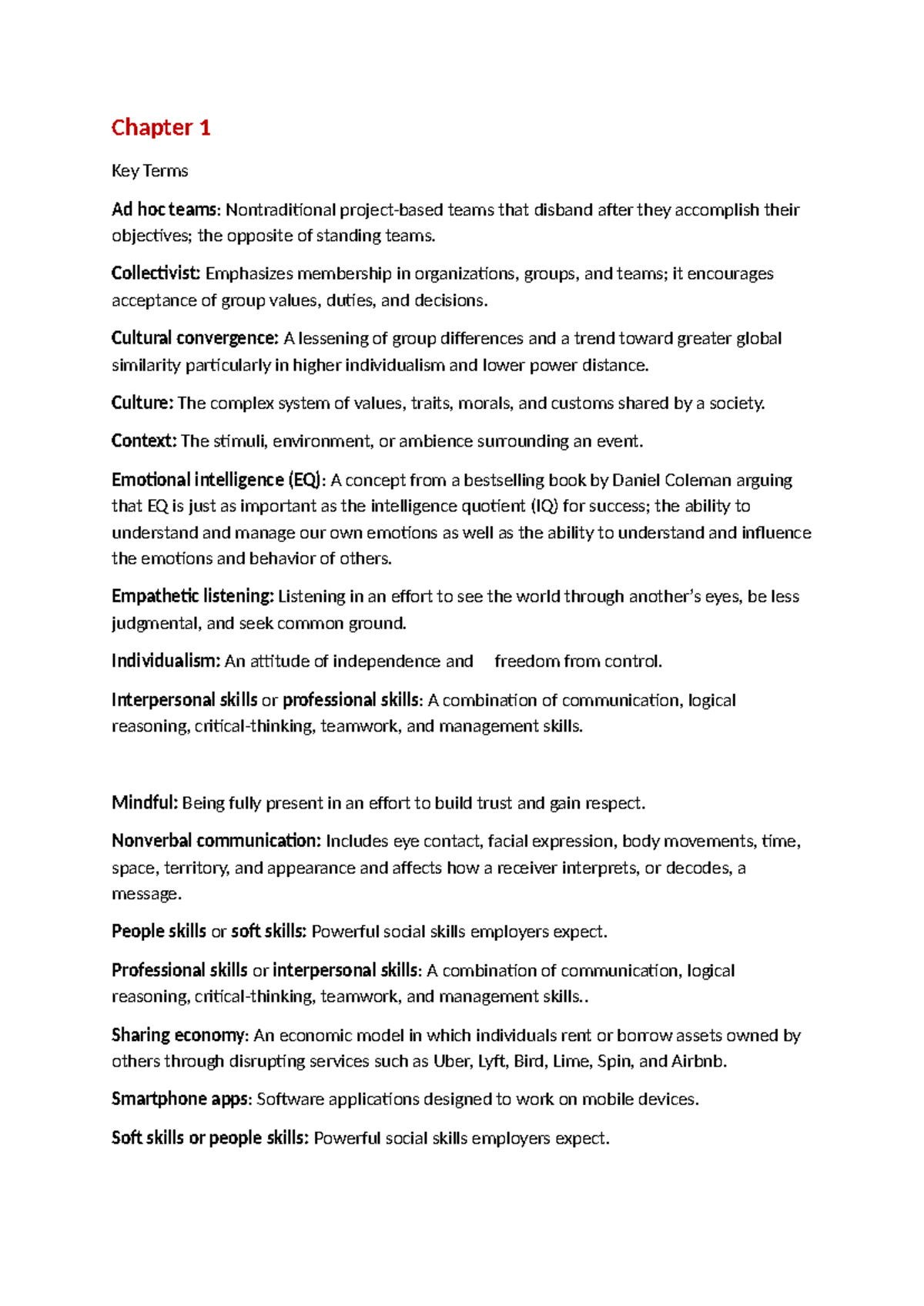 Key Terms for ESP2: Understanding Communication and Team Dynamics - Studocu