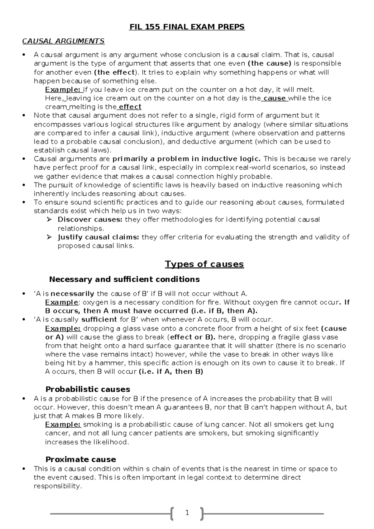 FIL 155 FINAL EXAM PREPS: Understanding Causal Arguments and Fallacies ...