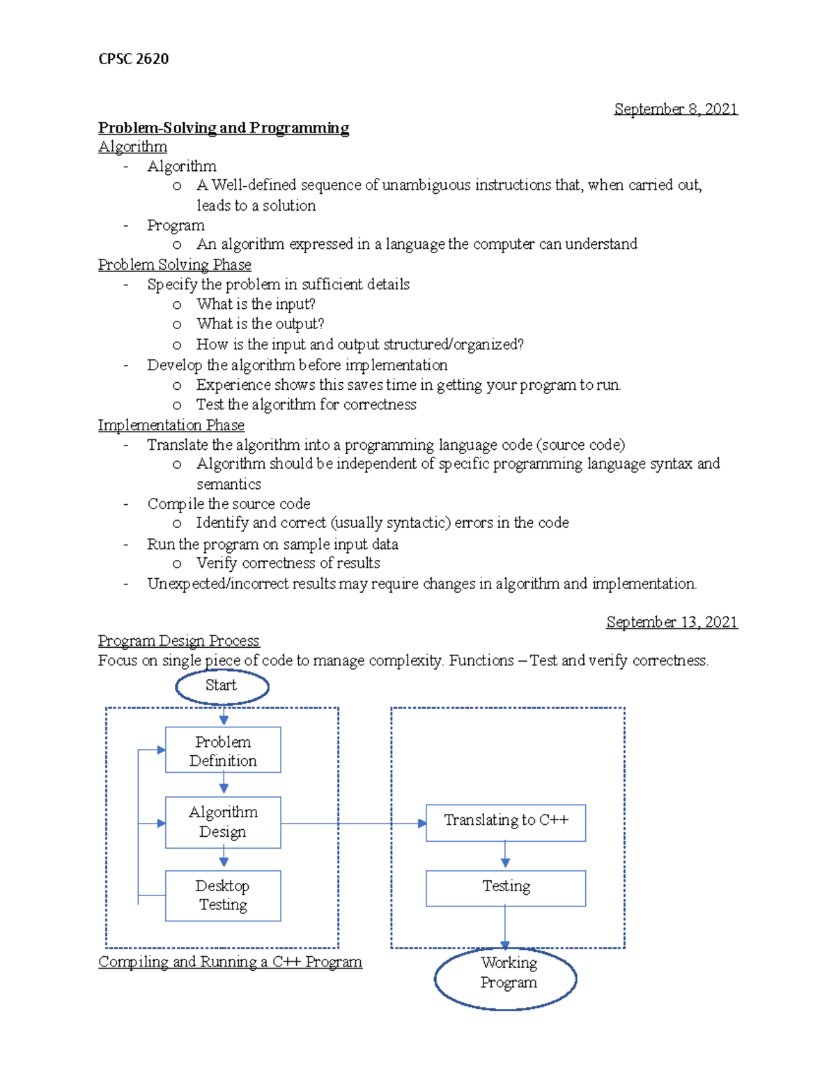 CS 2620 Full Semester Notes: Problem-Solving, Algorithms, C++ Basics ...