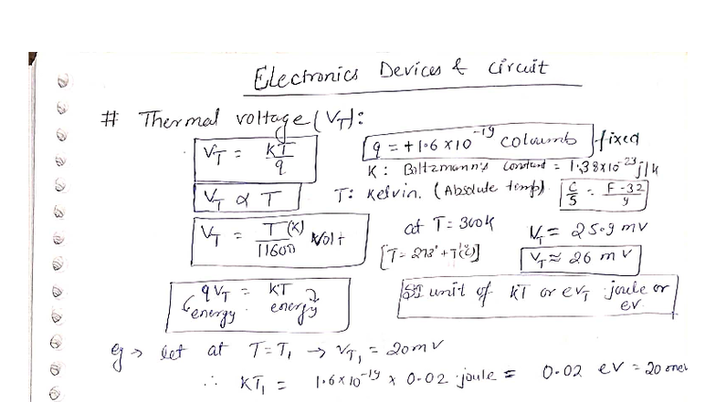 Unit-3 - Notes on Electronics Devices and Thermal Voltage (VT) - Studocu