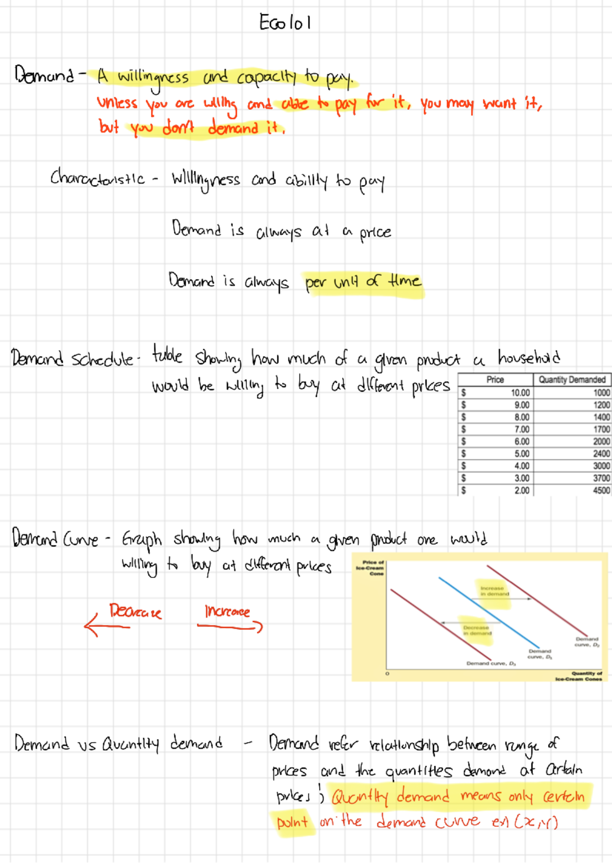 Lec3 note - Notes for LEC 3 eco101 - Ecolol A willingness and capacity ...