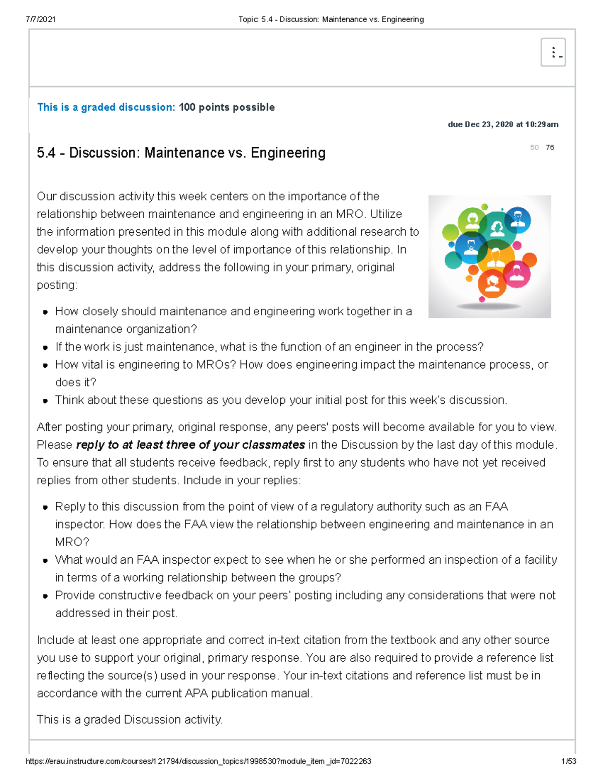 Topic 5.4 - Discussion Maintenance vs. Engineering - This is a graded ...