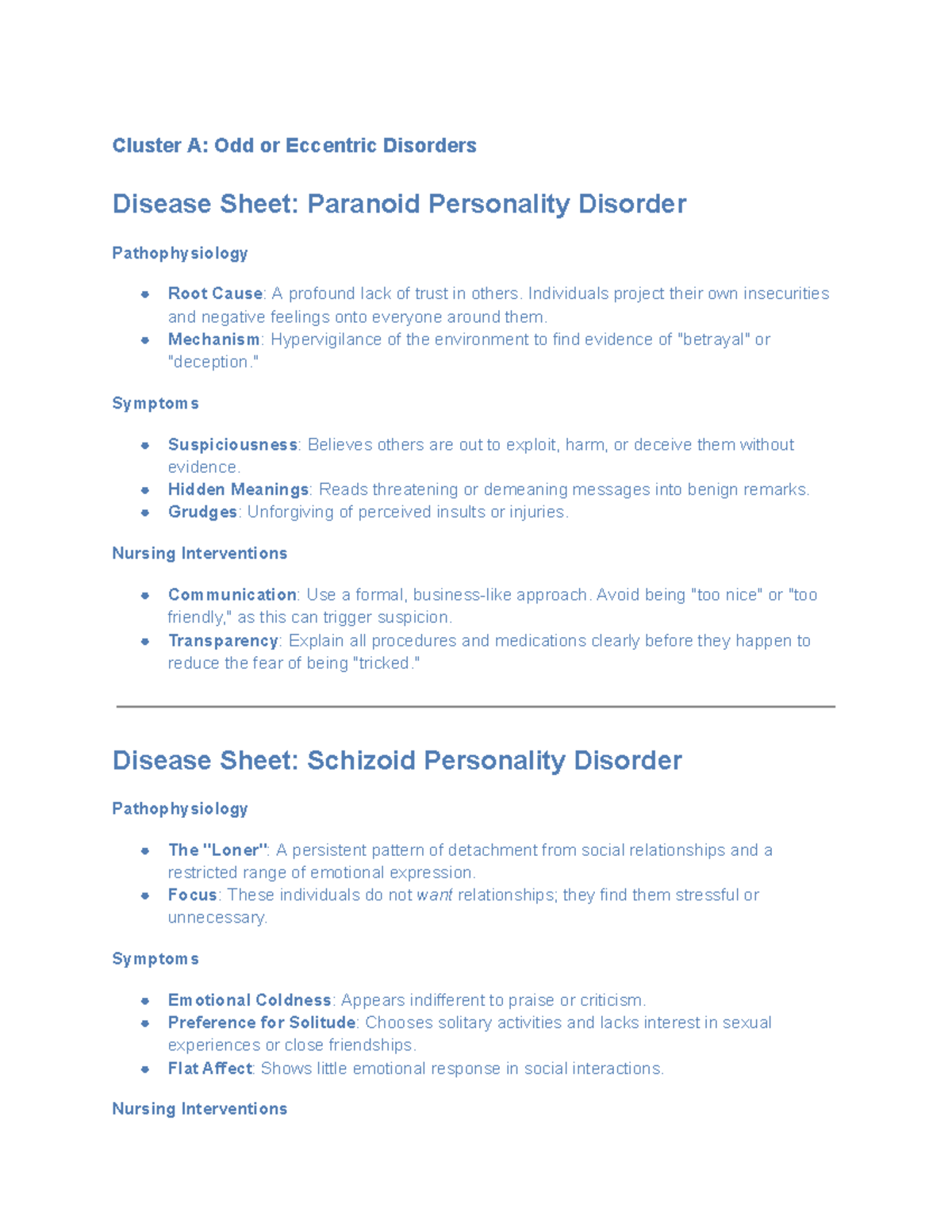 Chapter 13: Personality Disorders Overview and Nursing Interventions ...