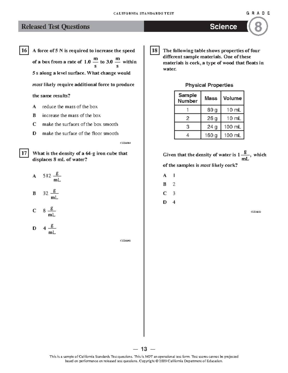 California Standards Test Practice Assessment 5 Science - Studocu