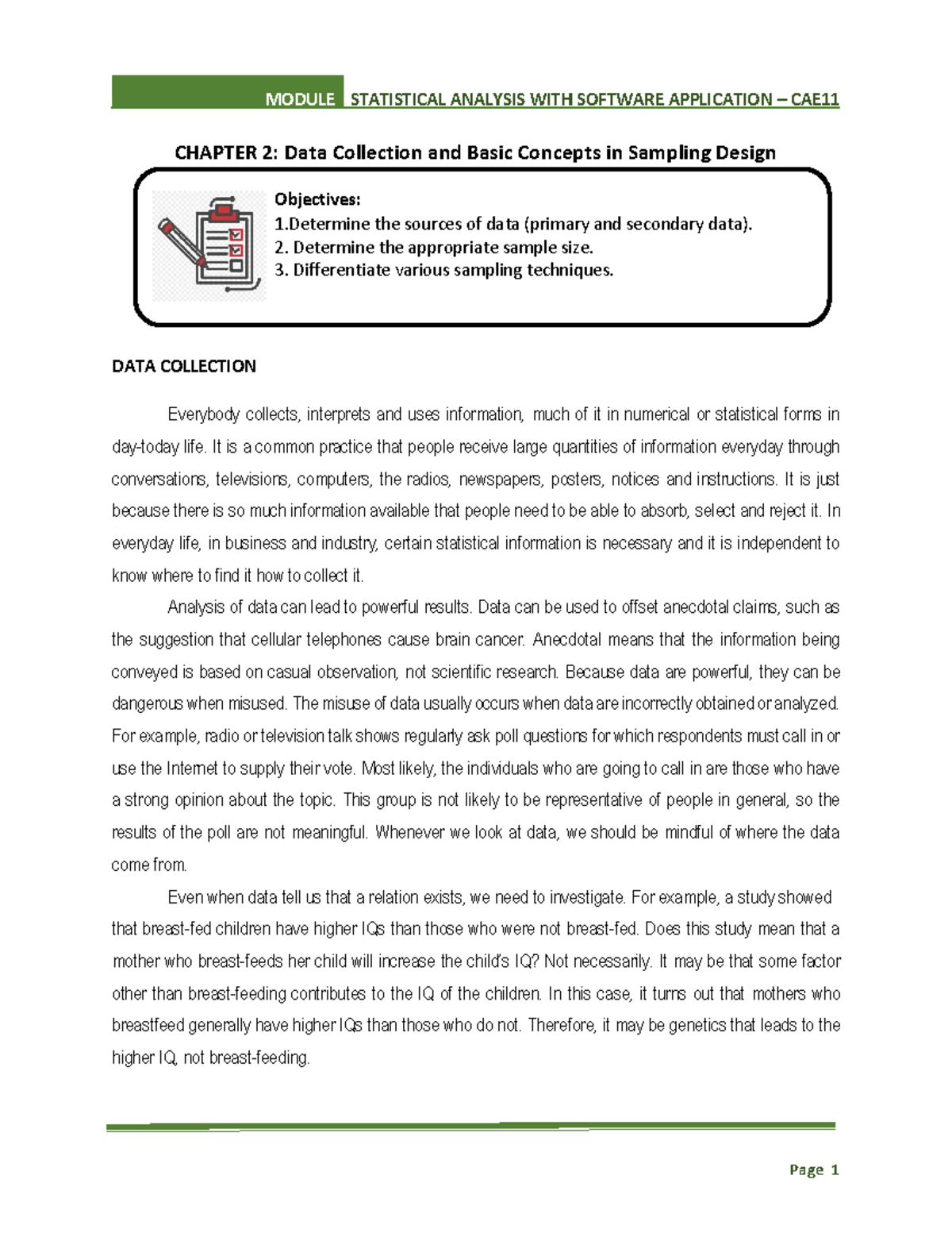 CAE11 Chapter 2 Lecture Notes: Data Collection & Sampling Concepts ...
