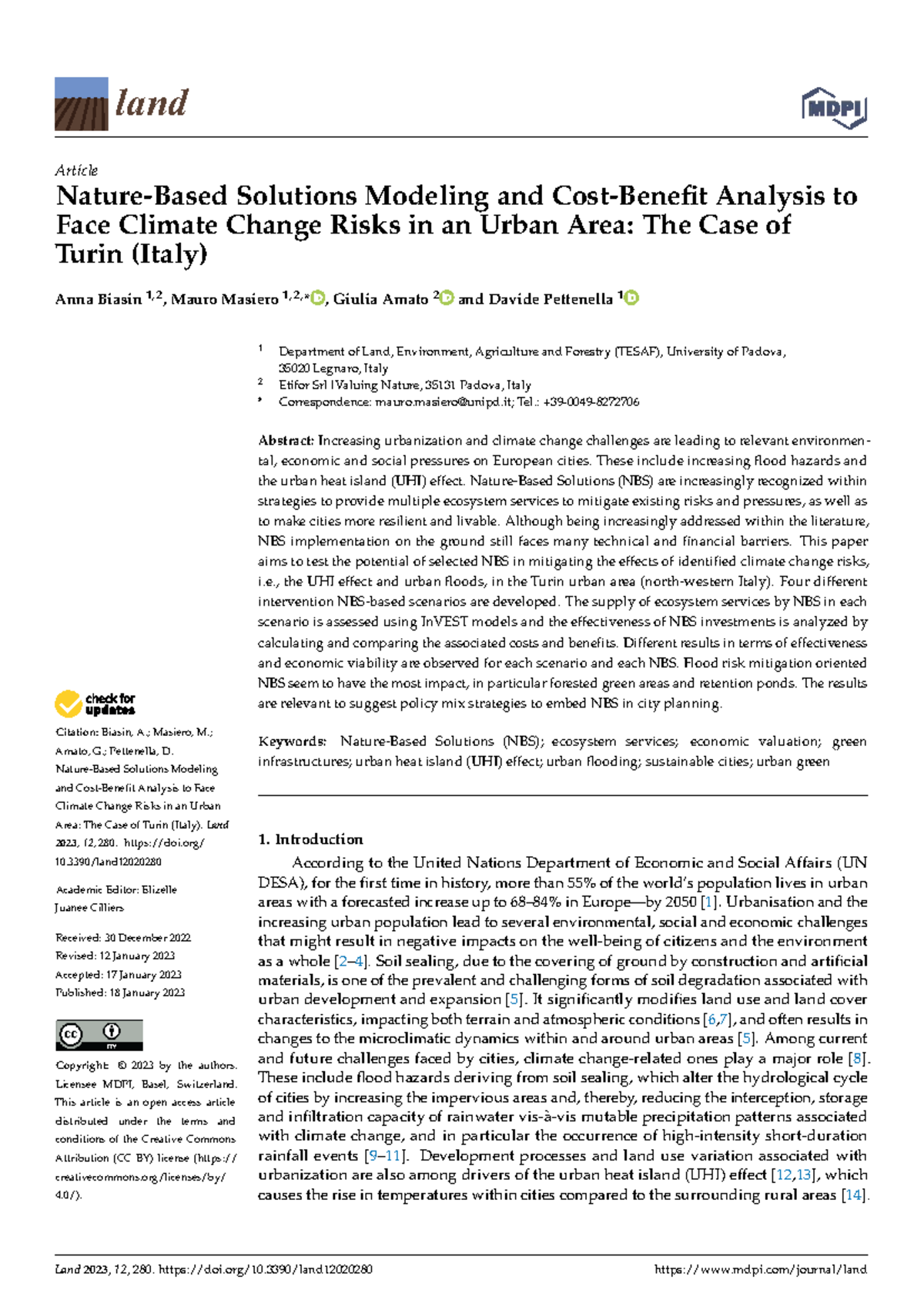 Nature-Based Solutions (NBS) Modeling & Cost-Benefit Analysis for ...
