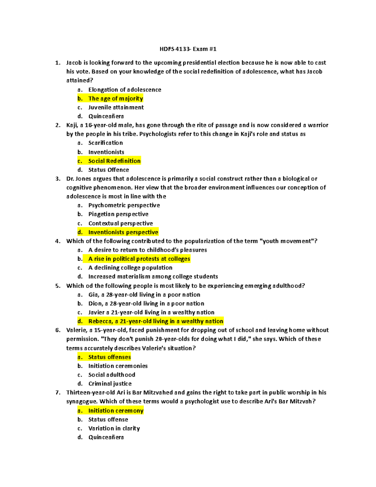 HDFS 4133 - Exam 1 Study Guide: Key Questions & Concepts - Studocu