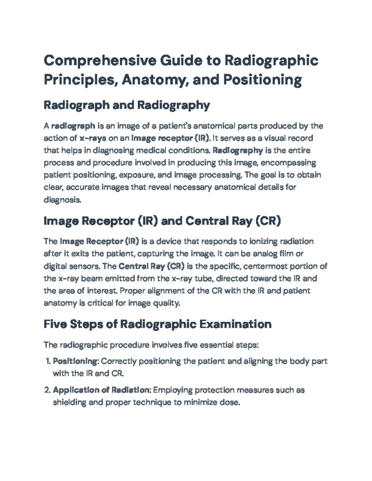 Comprehensive Guide to Radiographic Anatomy & Imaging Principles (RAD ...