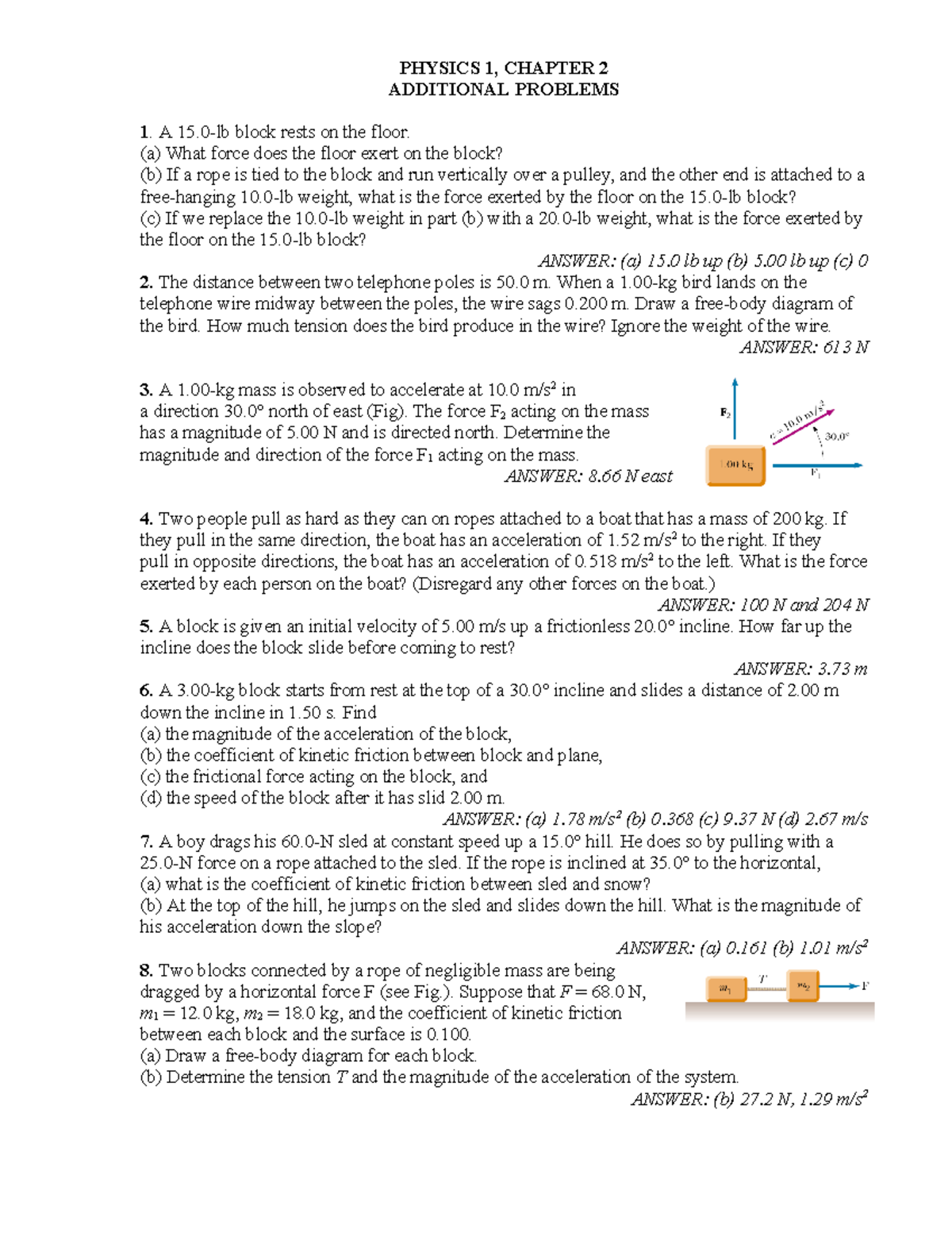 Extra Problems - Physics 01 - Chapter 02 - The Laws of Motion - PHYSICS ...